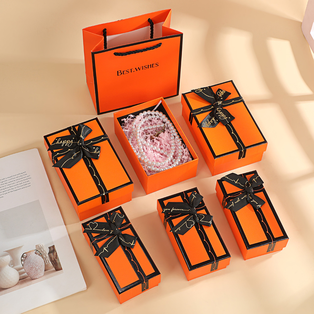 Orange Luxury Gift Box Set with Ribbon Bow