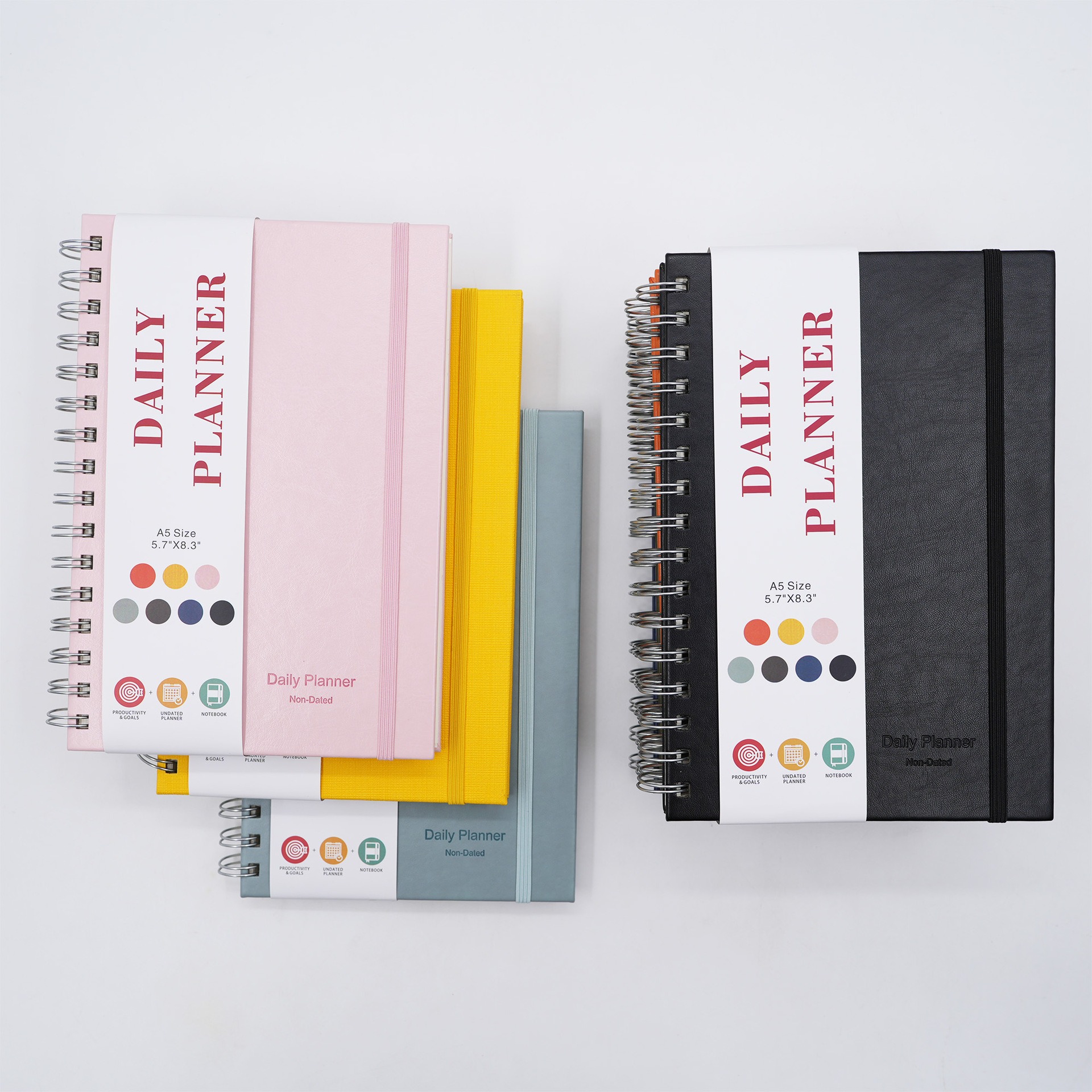 A5 Spiral Undated Daily Planner Setting Notebook