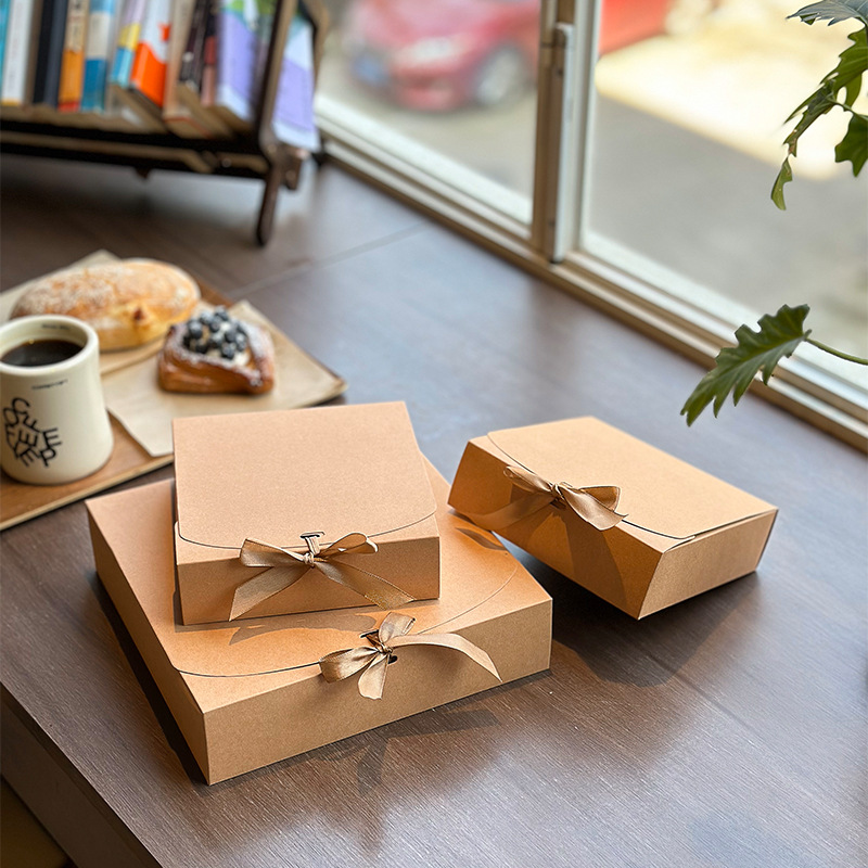 Kraft Paper Gift Box With Ribbon Bow