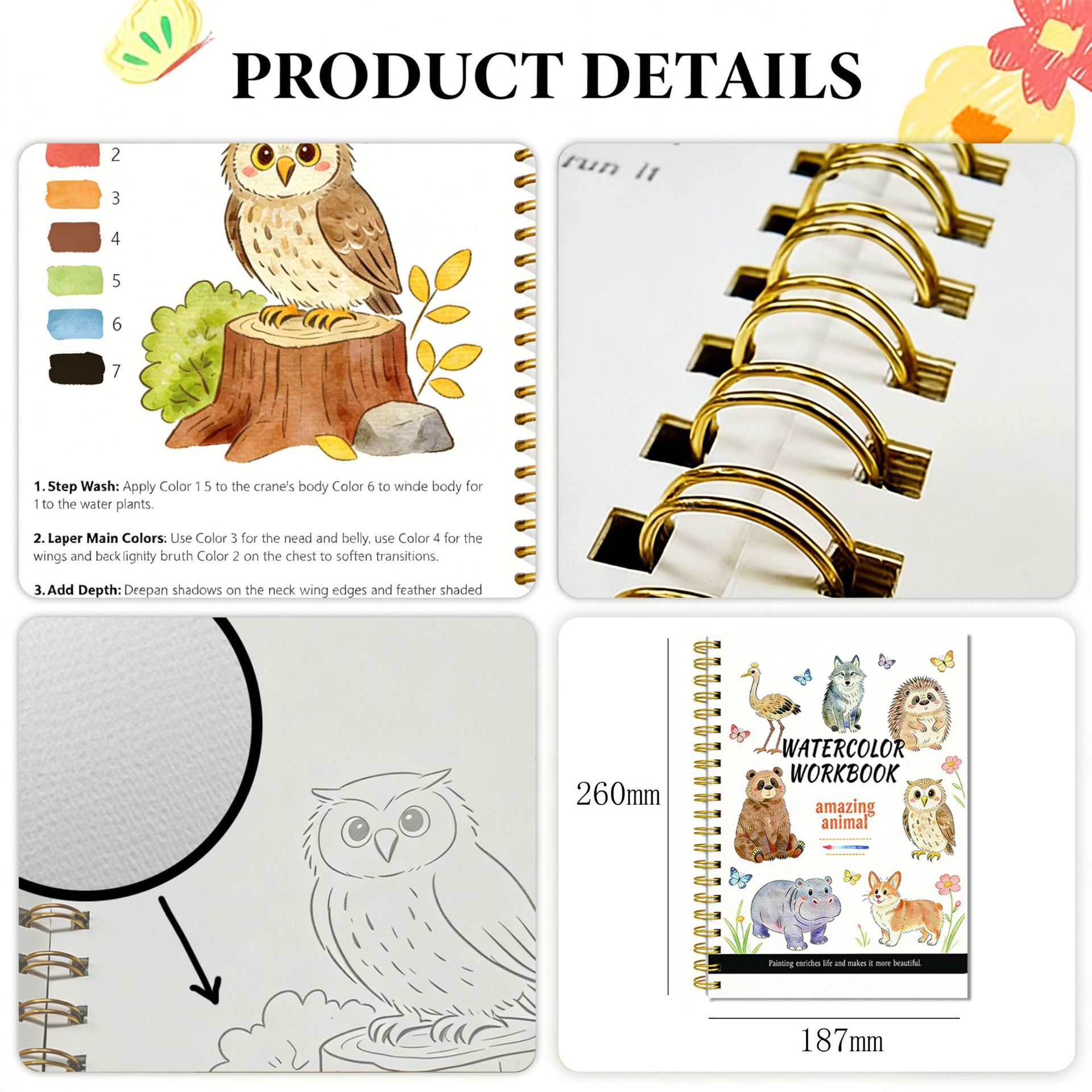 Animal Watercolor Practice Workbook